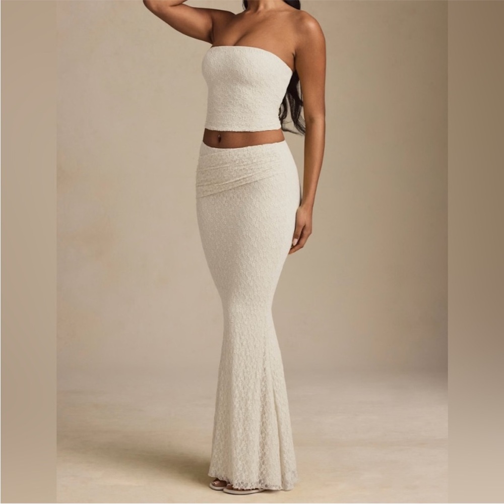 Oh Polly Cream Maxi Skirt